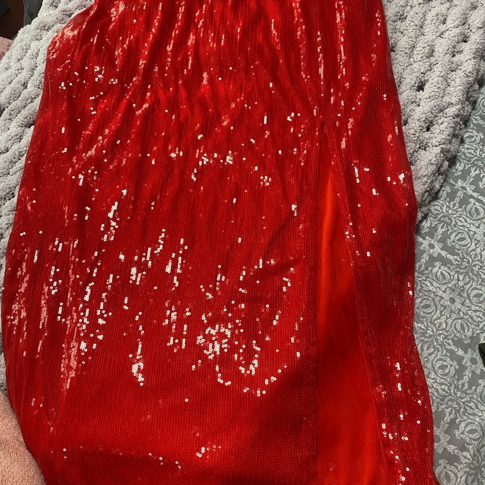 A New Day Vibrant Red Sequin Skirt